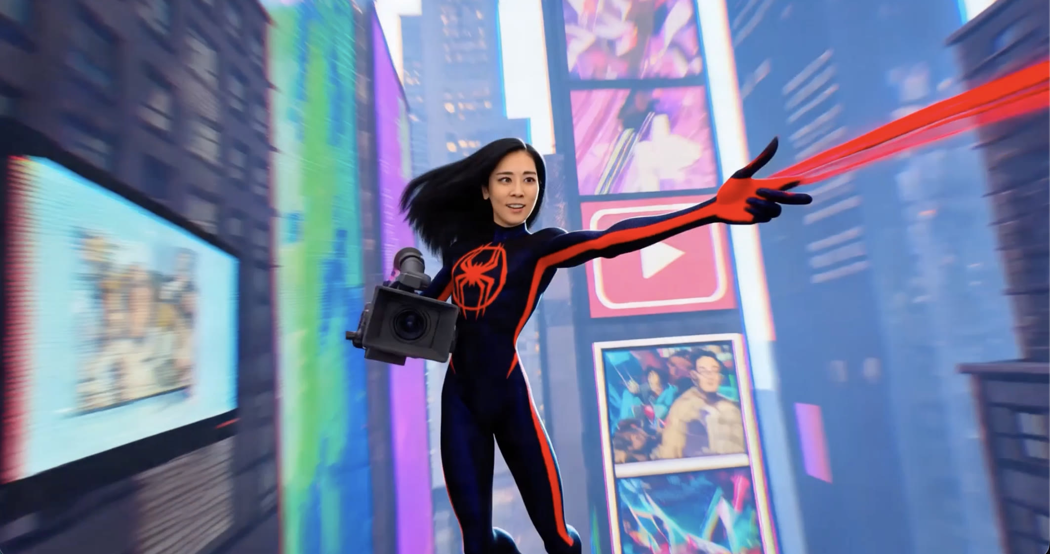 Jenny Woo moving through a city of social and creator screens